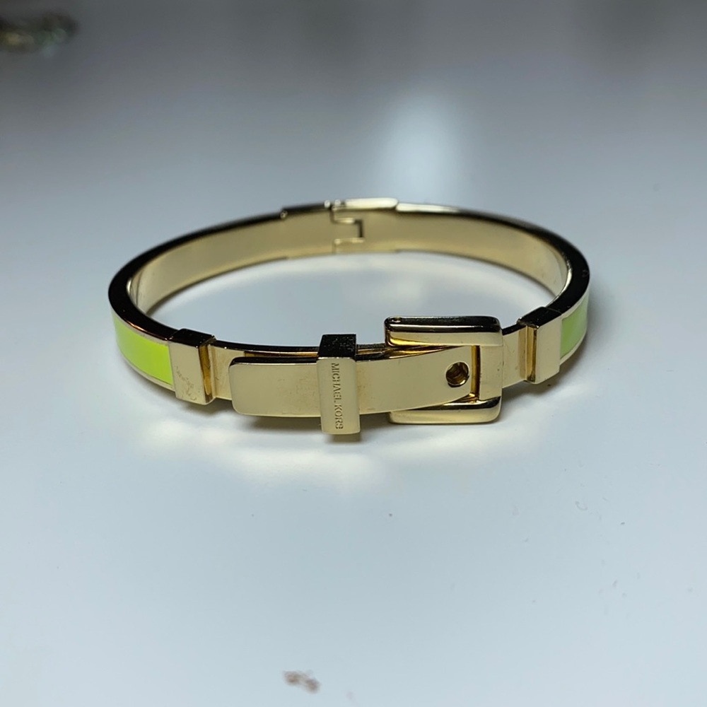 Michael Kors neon yellow & gold bangle